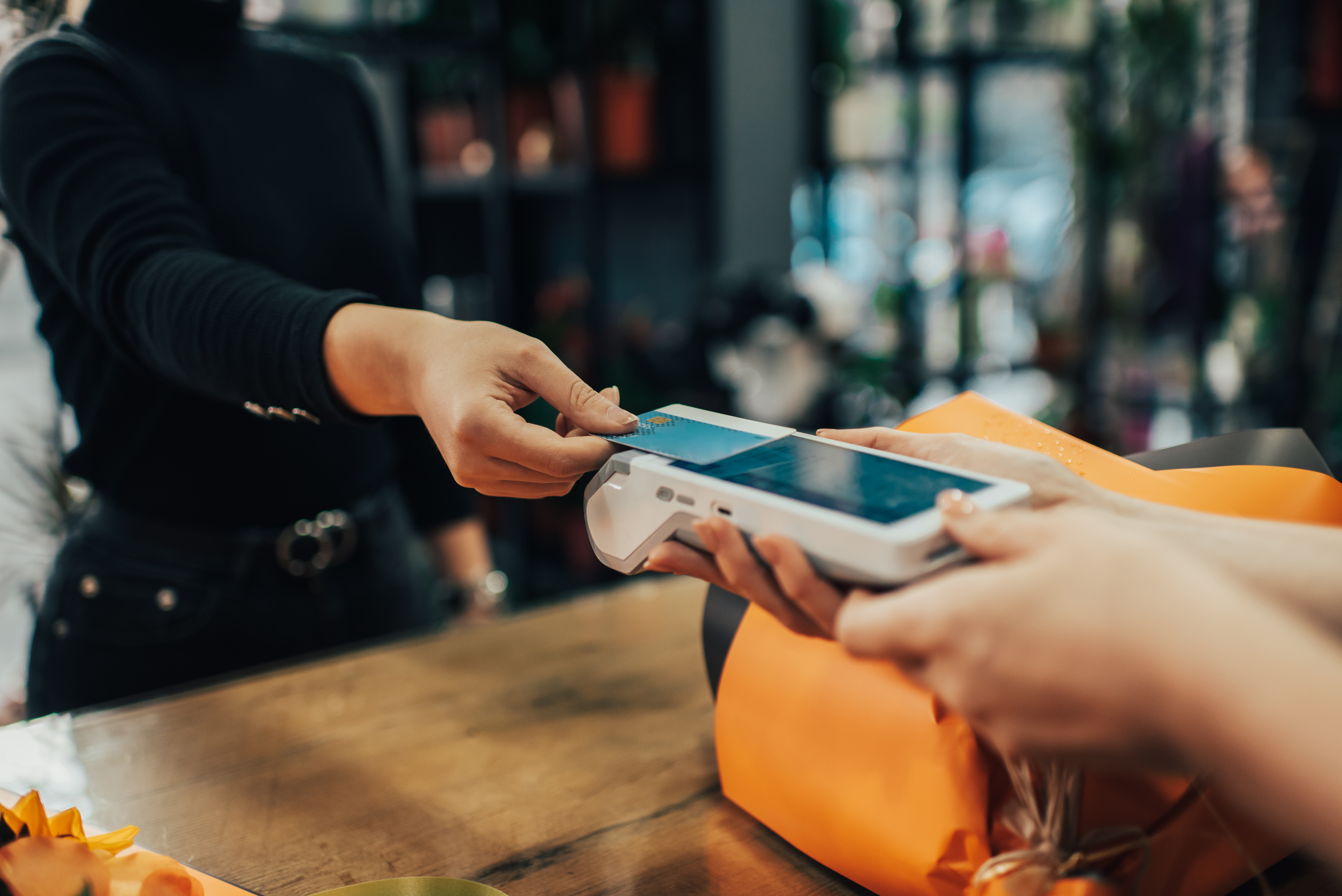 debit card on scanner